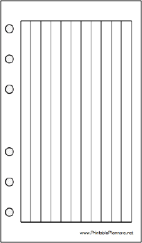 Printable Pocket Organizer Lined Note Page - Right (landscape)