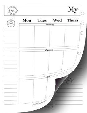 Printable Colorable Two Page Week