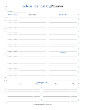 Printable Independence Day Planner