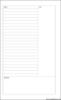 Printable Large Cahier Planner Cornell Note Page - Left