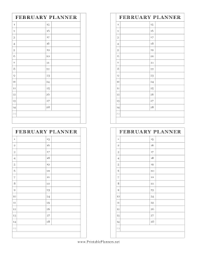 Printable Small Monthly Planner February