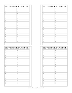 Printable Small Monthly Planner November