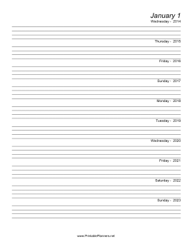 Printable Ten Year Journal (Starts 2014)