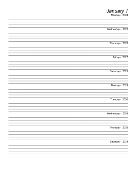Printable Ten Year Journal (Starts 2024)