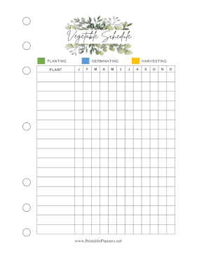 Printable Vegetable Schedule