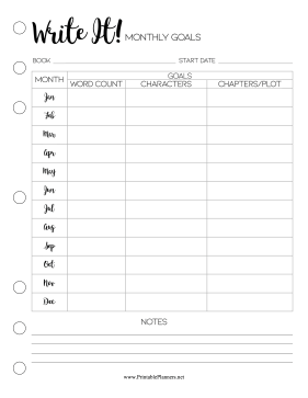 Printable Write It Monthly Goals