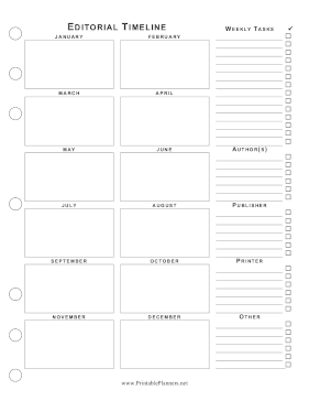 Printable Yearly Editorial Timeline
