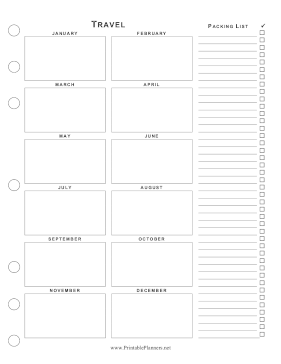 Printable Yearly Travel Planner