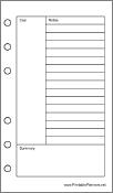 Printable Pocket Organizer Cornell Note Page - Right