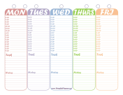 Printable 5 Day Cute Planner
