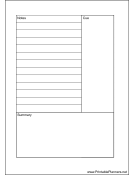 Printable A6 Organizer Cornell Note Page - Left