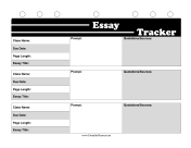 Printable BW Student Planner Essay Tracker