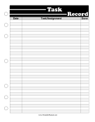 Printable BW Student Planner Task Record