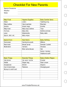 Printable Checklist For New Parents - Left