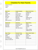 Printable Checklist For New Parents