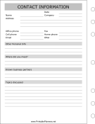 Printable Contact Information - Left