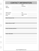 Printable Contact Information