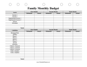 Printable Family Monthly Budget Planner