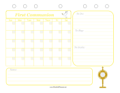 Printable First Communion Event Planner