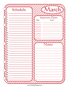 Printable Monthly Planner March