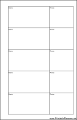 Printable Small Cahier Planner Phone List Two Columns - Right
