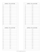 Printable Small Monthly Planner April