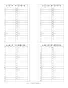 Printable Small Monthly Planner August