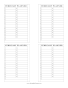Printable Small Monthly Planner February