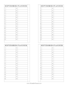 Printable Small Monthly Planner September
