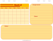 Printable Student Planner — Calendar with Notes