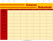 Printable Student Planner — Course Schedule