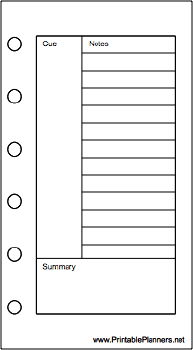 Printable Mini Organizer Cornell Note Page - Right