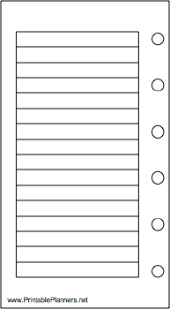 Printable Mini Organizer Lined Note Page - Left (portrait)