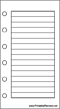 Printable Mini Organizer Lined Note Page - Right (portrait)