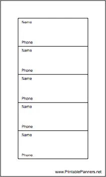 Printable Hipster Organizer Phone List (1-column)