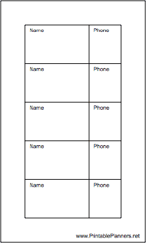 Printable Hipster Organizer Phone List (2-column)