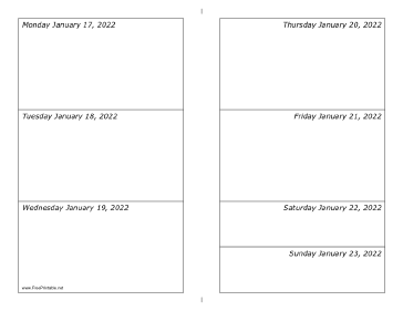 Printable 01/17/2022 Weekly Calendar-landscape