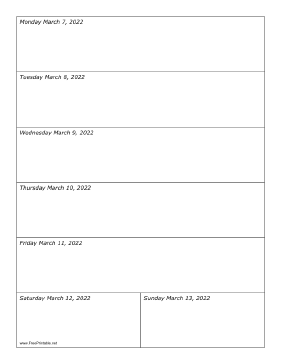 Printable 03/07/2022 Weekly Calendar-portrait