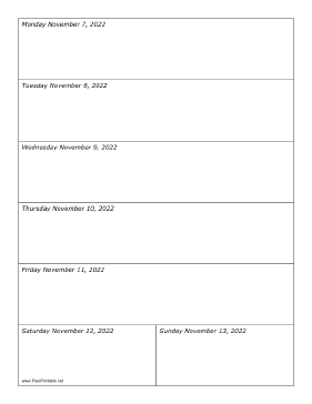 Printable 11/07/2022 Weekly Calendar-portrait