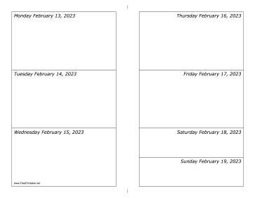 Printable 02/13/2023 Weekly Calendar-landscape