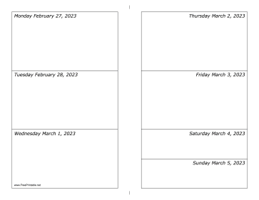 Printable 02/27/2023 Weekly Calendar-landscape