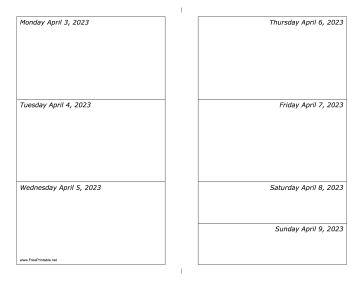 Printable 04/03/2023 Weekly Calendar-landscape