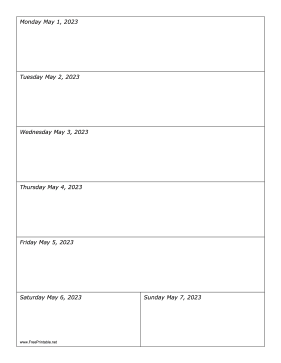 Printable 05/01/2023 Weekly Calendar-portrait