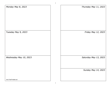 Printable 05/08/2023 Weekly Calendar-landscape