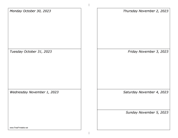 Printable 10/30/2023 Weekly Calendar-landscape