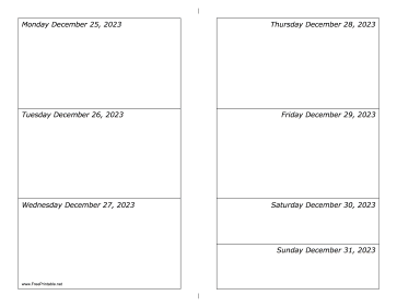 Printable 12/25/2023 Weekly Calendar-landscape