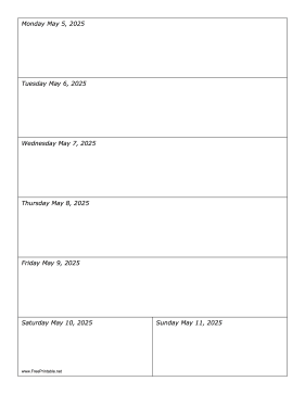 Printable 05/05/2025 Weekly Calendar-portrait