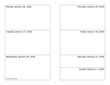 Printable 01/26/2026 Weekly Calendar-landscape
