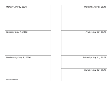 Printable 07/06/2026 Weekly Calendar-landscape