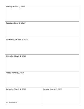Printable 03/01/2027 Weekly Calendar-portrait